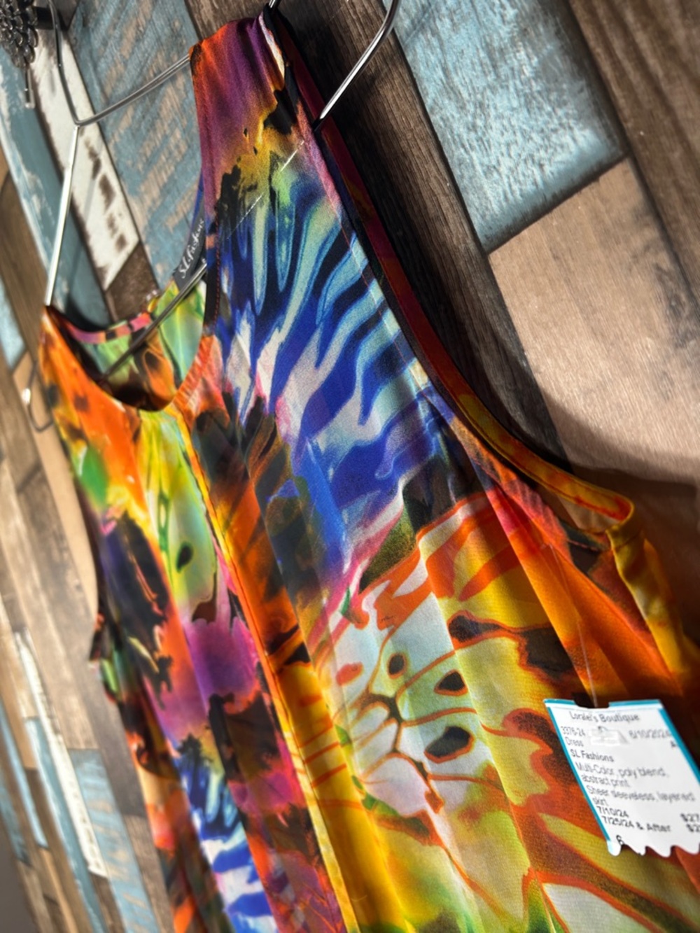 S.L. Fashions Vibrant Multicolor Tie-Dye Sleeveless dress - Picture 7 of 16